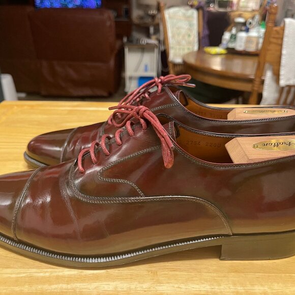 Salvatore Ferragamo Cap Toe Oxford Dress Shoes in Burgundy 12D - Picture 5 of 11